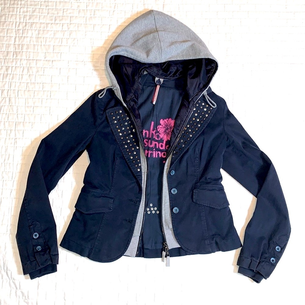 Pinko Sunday Morning Italian Convertible Layered Utility Jacket, US Size 4
